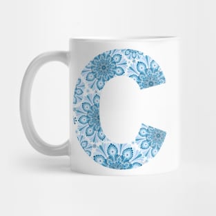 Mandala Letter Capital C Blue Mug